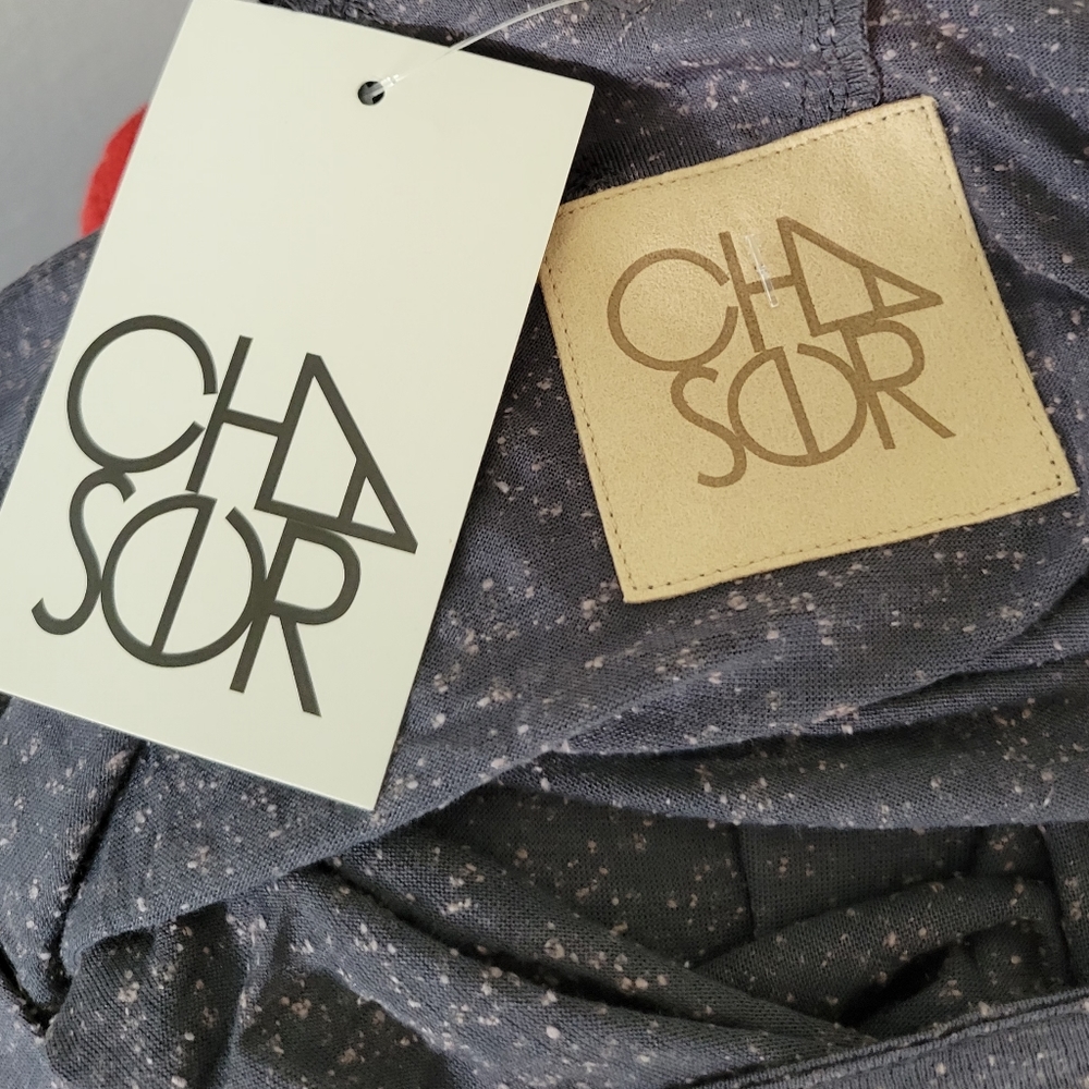 CHASER Silk Rayon Jersey Open Back Oversized Dolman Textured Top - Picture 5 of 6